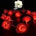VIPMOON 20 LED Rose Flower String Lights, 2M/6.6ft Battery Operated Romantic Roses String Lights for Wedding, Room, Balcony, Stairs, Festival Party Decor