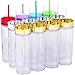 4 Pack - Top House Insulated Acrylic Tumblers with Gold Lids and Straws, 16oz Insulated Travel Cups, 8 Reusable Straws (Gold Lids)