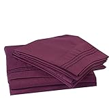 Honeymoon 1800T Brushed Microfiber 4PC Bedding Sheet Set, Sheet & Pillowcase Sets - Queen, Purple Eggplant