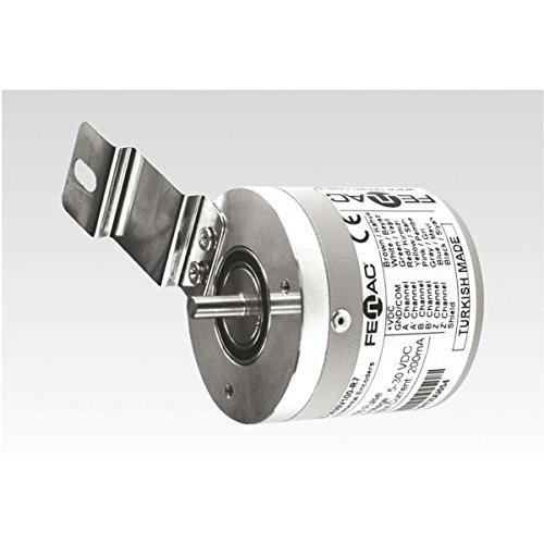 Fenac FNC 50S 6630V200-R2 Incremental Encoder 50mm Body Diameter, Servo Flange, 8mm Solid Shaft, 6 Channel, 5-30V in/Out, 200PPR, 2m Cable