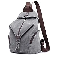 JOSEKO School Backpack Women, Casual Vintage Canvas Women Backpack Purse Ladies Large Capacity Travel Bag Grey 10.63