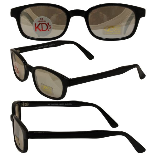 The Original KD's Biker Shades By PCSUN Black Frames Clear Mirror Lenses