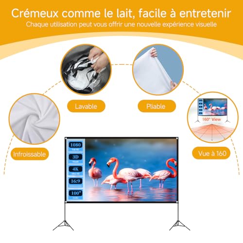 VISULAPEX 120 Inch Projection Screen on Stand, 16:9, 4K HD Foldable Projector Screen with Carry Bag for Indoor, Home Cinema, Garden Cinema