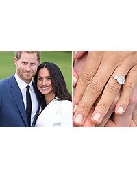 Metal Masters Co. - Anillo de compromiso de plata de ley 925 con circonita cúbica chapada en oro de 14 quilates