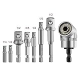 JelBo 8Pcs Socket Adapter Impact Hex Shank Drill Bits Bar Set 1/4" 3/8" 1/2" Bits + 1Pcs 105° 1/4" Right Angle Drill Adapter Attachment
