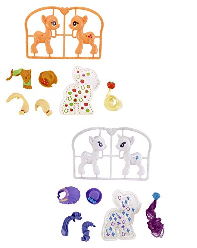 Secret for Longevity 2-Pack Little Pony Horse Orange Applejack White Unicorn Rarity Figures Pop Starter Style Kit Play Set Toy