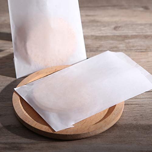 Flat Glassine Waxed Paper Treat Bags 4x6 Semi-Transparent for Bakery Cookies Candies Dessert Chocolate Party Favor, Pack of 100 by Quotidian (4'' x 6'')