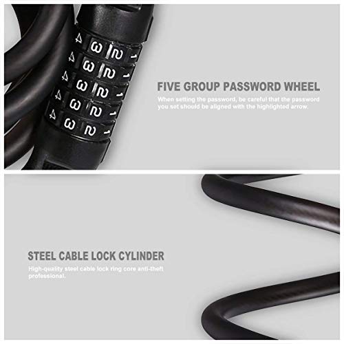 image for Blusmart Bike Lock 6-Feet Bike Cable Locks Bicycle Lock Basic Self Coi