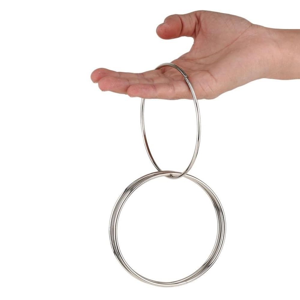 MilesMagic Magician's Set of 4 Close Up Chinese Linking Rings (4 Inch) Gimmick Locking Himber Stainless Steel Connecting Ring for Real Stage or Street Magic Tricks