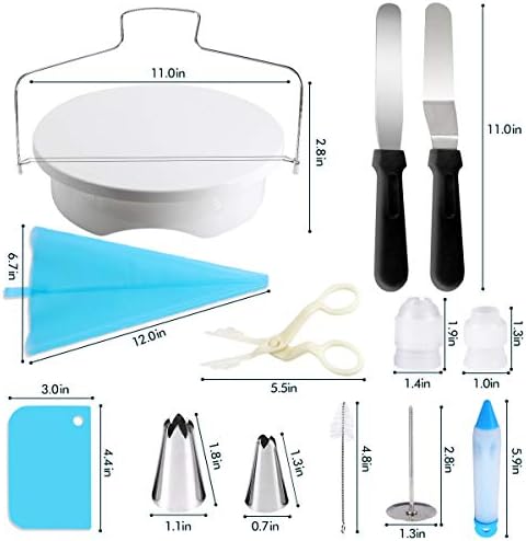 Gyvazla Plateau Tournant de Gâteau, Kit de Pâtisserie Inclure Gâteaux Tournant, Poches et Douilles, Coupe-Gâteau, Seringue Patisserie, Brosse, Spatule à Glaçage pour Cuisine Décoration de Gâteaux - Cuisine A Vivre Gyvazla Plateau Tournant de Gâteau, Kit de Pâtisserie Inclure Gâteaux Tournant, Poches et Douilles, Coupe-Gâteau, Seringue Patisserie, Brosse, Spatule à Glaçage pour Cuisine Décoration de Gâteaux