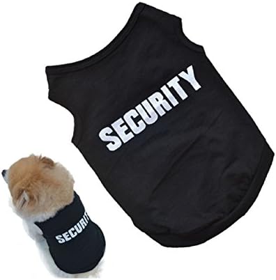2016 Newly Design SECURITY Black Dog Vest Summer Pets Dogs Cotton Clothes Shirts Apparel Ropa para perros (S)