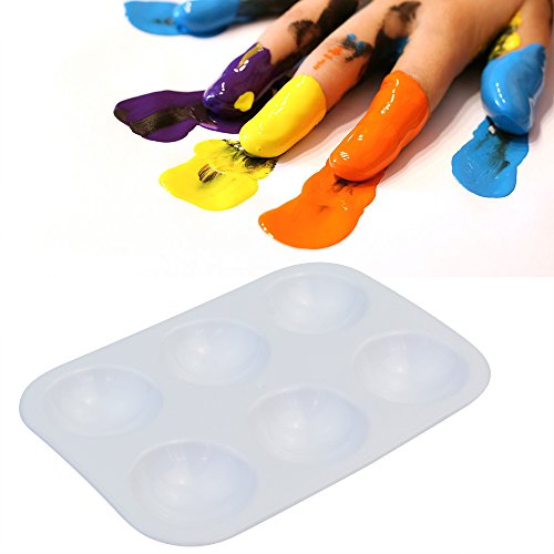 baotongle 30 PCS Plastic Palettes Paint Tray 6 Well Rectangular Watercolor Palette Painting Tray, White - Thumbnail 3