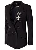 Ed Hardy Women's Long Sleeve Fitted Double Breasted Blazer - Black - Medium