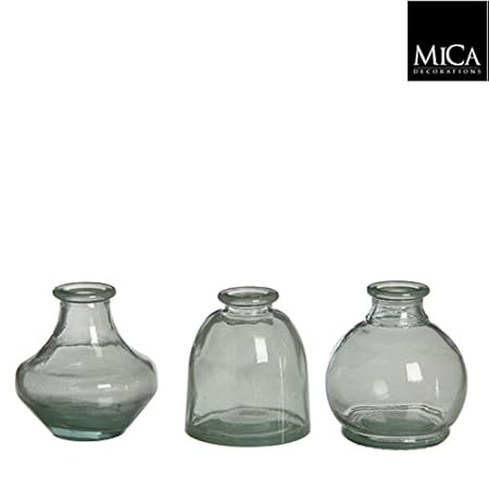 Clear Glass Vases 3 Assorted Shapes Pack Of 3 Amazon Co Uk