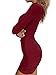 TOB Women's Sexy Stand Neck Long Sleeve Ruched Bodycon Mini Club Dress Wine Red