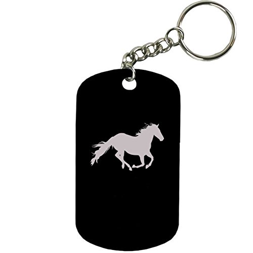 Personalized Engraved Custom Horse 2-inch Colored Anodized Aluminum Customizable Keychain Dog Tag, Black