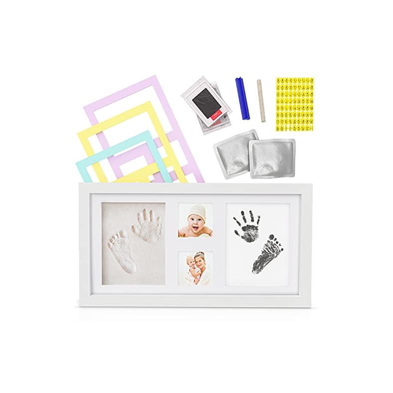 Baby Hand and Footprint Kit – Newborn Keepsakes for Baby Boys and Girls – Non-Toxic Ink and Clay Kit with White Photo…