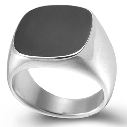 Jude Jewelers Stainless Steel Black Enamel Signet Ring (16)
