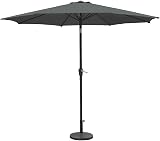 GardenKraft 2.7m Outdoor Parasol Tilt & Crank 6 Ribs Charcoal