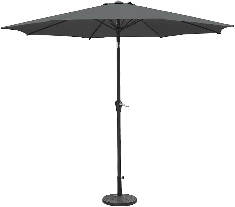 GardenKraft 2.7m Outdoor Parasol Tilt & Crank 6 Ribs Charcoal
