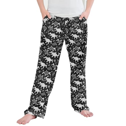 Sea Turtle Tortoise Long Pajama Pants Elastic Waist PJ Bottoms with Pockets S B0401198