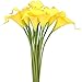 Luyue 20 Pcs Fake Yellow Calla Lily Artificial Flowers Bridal Wedding Bouquet Latex Real Touch Flower Home Kitchen Office Decor