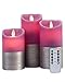 5plots Purple Flameless Candles -Battery Operated LED Candles with Remote and Timer, Purple Stripes Decorative Candles, Moving Flame, H 5