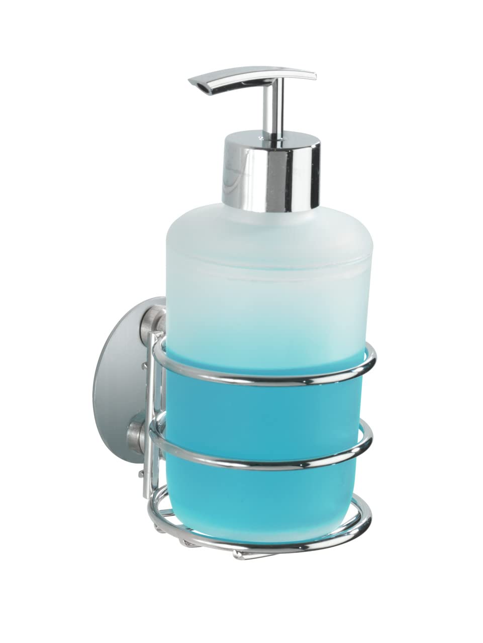 WENKO 18777100 Turbo-Loc® soap dispenser - fixing without drilling, Steel, 7.5 x 16.5 x 9 cm, Chrome