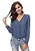 Urban CoCo Womens V Neck Ruffled Shoulder Business Causal Chiffon Blouse Button Down Shirts (L, Greyish Blue)