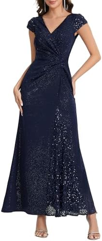 Amazon.com: Ever-Pretty Women's Sequin Formal Dresses V-Neck Ruffles  Sleeves Embroidery Mermaid Long Evening Prom Dress Dusty Blue US02 :  Clothing, Shoes & Jewelry