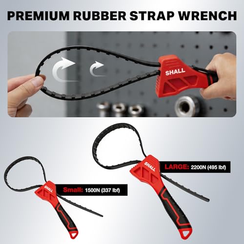 SHALL Juego de llaves de correa de 2 piezas, para tuberías de menos de 150 mm (6 pulgadas) y 100 mm (4 pulgadas) de diámetro: una llave ajustable reforzada para reparaciones de tuberías