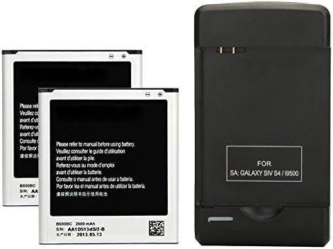 2 x 2600mAh Baterias de repuesto + Cargador de pared USB para Samsung Galaxy S4 GT-i9500, GT-i9505, SGH-M919, SCH-i545, SGH-i337, SPH-L720, B600BC
