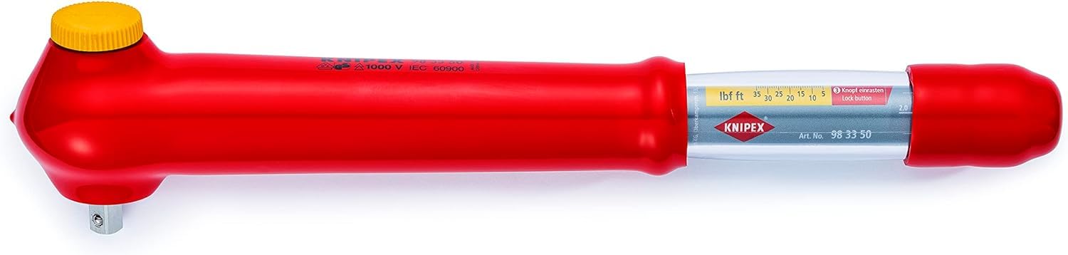 KNIPEX Torque Wrench with Driving Square, Reversible 385 mm, 98 33 50