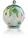 LED Glass Globe Christmas Tree Ornament with Irish Angel & Shamrocks - Color Changing Lights - White Frosted Glass with Hand Painted Green Glitter Shamrocks 3.5 Inch Diameter