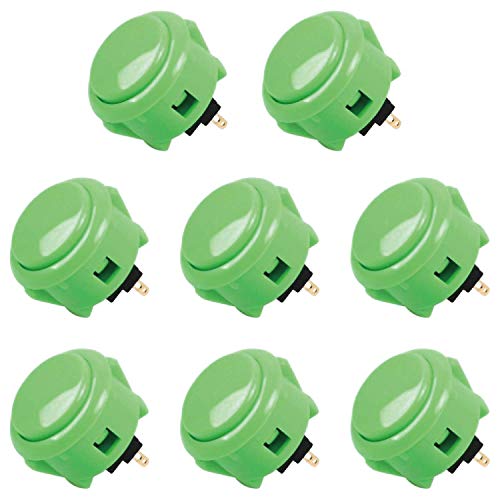 Sanwa 8 pcs OBSF-30 Original Push Button 30mm - for Arcade Jamma Video Game & Arcade Joystick Games Console (Green), Use for Arcade Game Machine Cabinet S@NWA