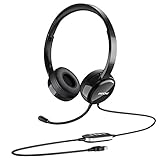 Mpow USB Headset with Noise Cancelling Mic, Lightweight 3.5mm Jack Computer Headsets for Clear Chat, Comfy Earmuffs, 7.87ft Wired Headphones for PC, Skype, Cellphone