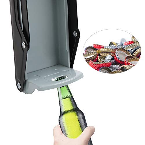 ShineMe 16 oz & 12 oz Metal Can Crusher & Bottle Opener, Heavy Duty Large Metal Wall Mounted Soda Beer Smasher Recycling Tool - Grey