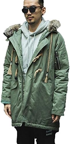 Amazon ドチィン Daocheng メンズ ロング丈 コート 冬 中綿 ミリタリージャケット 無地 フード付き 防風 防寒 トレンチコート メンズ 冬 ファー付き フード付き モズレッド ポケット付き ファッション カジュアル ジャケット 通学 通勤 韓国風 S Xl ブラック モス