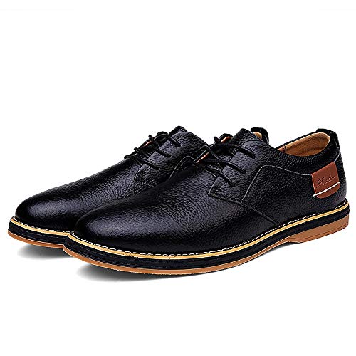 Respctful✿Men Oxford Dress Shoes Leather Lace Up Business Casual Shoes Comfortable Formal PoinShoe Black