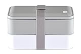 BentoHeaven Bento Lunch Box - European Style Premium Quality 2 Compartment Food Container - 2x20 Oz with Silverware