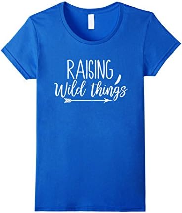 Women's Raising Wild Things Cute Funny Mom T-shirt Mother's Day Gift Medium Royal Blue