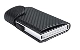 Tarasun RFID Blocking Credit Card Holder for Men, Carbon Fiber PU Leather, Pop-Up Card Holder, Slim, Compact, Minimalist Wallet, Lightweight Aluminum/Metal Card Case, for Front Pocket, Hold 9 Cards