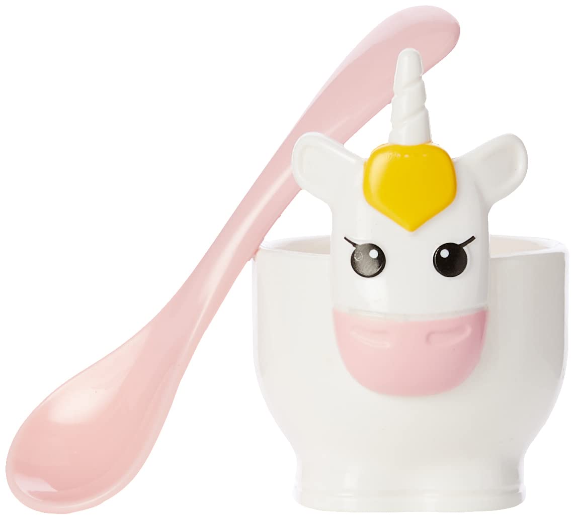 Joie Unicorn Hard Boiled Egg Cup Holder with Spoon, 2-Piece Set, One Size, White