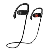 Bluetooth Headphone, Wireless Headset Over-Ear Sport Sweatproof Earbud Behind-Ear Secure Comfort Fit, Crystal Clear Sound with Strong Heavy Bass, iPhone Android Compatible, Hands-Free Calling Mic