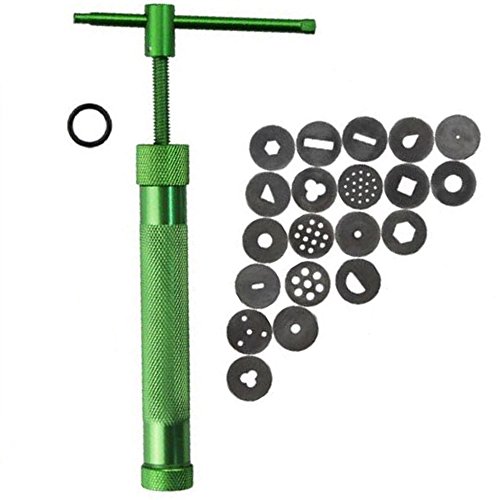 Highmoor Clay Extruder Gun with 20 Tips Sugar Paste Extruder Cake Decor Tool Cake Fondant Sculpture Decorating Clay Gun Tool Set & Ball Stylus Clay Pottery Ceramics Doll Sculpting Modeling Tool 4PCS