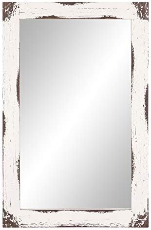 24x36 Distressed White Reclaimed Wood Wall Mirror