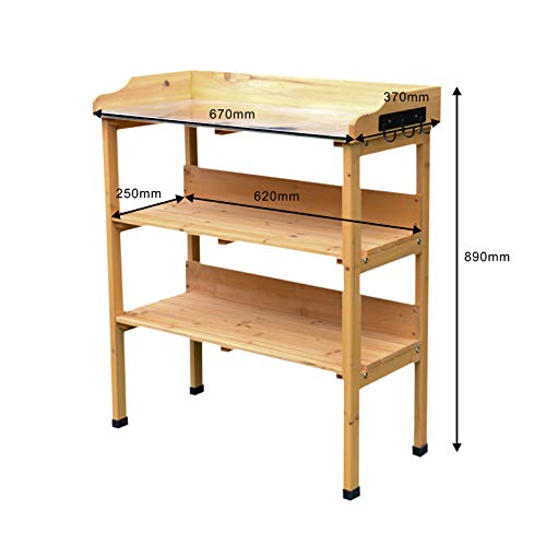 Gardiun KNH1090 Gartentisch Melvin, 67 x 37 x 89 cm, natürliches Holz – Bild 5