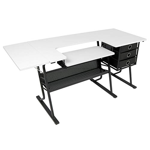Studio Designs Eclipse Hobby Sewing Arts & Crafts Center Table, Black & White (2 Pack)