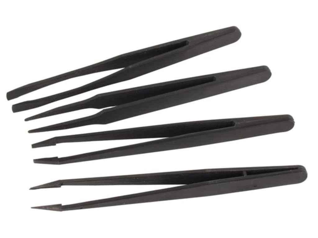 Velleman VTTWSET2 Non-Conductive Tweezers, Multi-Colour, Set of 4 Piece