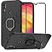 BetterAmy for Xiaomi Redmi Note 7 / Redmi Note 7 Pro Case,Hybrid Heavy Duty Armor Dual Layer Anti-Scratch Shockproof Defender Back Case Cover Tempered Glass Screen Protector，Black